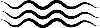 Deniz dalgası ikonu. Su logosu, vektör modayla okyanus sembolü. Çeşitli dalgalar su gölü nehir siyah doğrusal simge tasarımı web sitesi ve mobil uygulama için şeffaf arkaplan kullanımı izole.