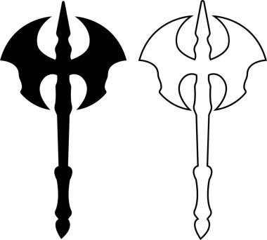 Balta simgeleri ayarlandı. Şeffaf arkaplanda izole edilmiş balta aracı ya da satır simgesi koleksiyonu. İtfaiyeci sade ahşap balta siluet ağ ve uygulama tasarımı için vektör, oduncu sembolü ortaçağ silahı