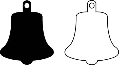 Çan silueti düz ve çizgi simgesi seti. Gelen gelen gelen mesaj, saat ve akıllı telefon bildirimi, saydam arkaplanda izole edilmiş uyarı siyah vektör koleksiyonu.