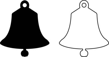 Çan silueti düz ve çizgi simgesi seti. Gelen gelen gelen mesaj, saat ve akıllı telefon bildirimi, saydam arkaplanda izole edilmiş uyarı siyah vektör koleksiyonu.