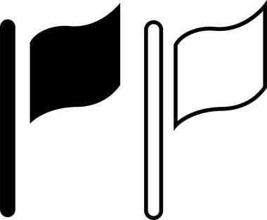 Bayrak siyah simgeleri ayarlandı. Şeffaf arkaplanda izole edilmiş farklı bayrak düz veya çizgi vektör koleksiyonu. Pankartlar, sunumlar, web sayfaları için bayrak simgeleri sallamak. Grafik ve web tasarımı için basit logo