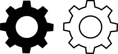 İkona ayarlama simgesi siyah dişli mekanizması ve dişli çarkı şeffaf arkaplanda izole edildi. İlerleme ya da inşaat konsepti. Web sitesi veya mobil uygulama için çark düz veya satır vektör koleksiyonu.