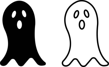 Hayalet ürkütücü karakter simgesi, şeffaf arkaplanda izole edildi. Hayalet düz çizgi vektör koleksiyonu Duygusal Varyasyon. Ürkütücü korku görüntüleri. Tatlı hayaletler cadılar bayramı. Korkunç hayalet canavarlar..