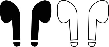 Elsiz simge seti. Kablosuz kulaklıklar düz ve hat siyah vektör koleksiyonu şeffaf arkaplanda izole edilmiş. Kulaklık silueti kulaklık sembolü bilgisayar teknolojisi ikonu. Eller serbest grup.