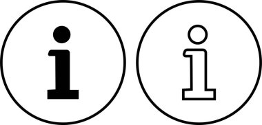 Bilgi simgeleri ayarlandı. Bilgi siyah daire vektör düz veya çizgi koleksiyonu şeffaf arkaplan izole. Bilgi düğmesi farklı şekilde. Mobil uygulamalar ve web siteleri için düzenlenebilir bilgi sembolü.