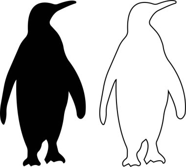 Penguen siyah simgesi hazır. Düz ve çizgi vektör koleksiyonu şeffaf olarak izole edildi. Logo bebek çizgi film karakteri sembolü grafik karalama hayvan unsuru, karakterler eğlence oynar, kardan adam yapar, kayak ve kayak yapar