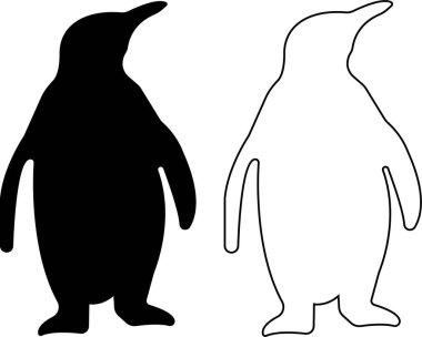 Penguen siyah simgesi hazır. Düz ve çizgi vektör koleksiyonu şeffaf olarak izole edildi. Logo bebek çizgi film karakteri sembolü grafik karalama hayvan unsuru, karakterler eğlence oynar, kardan adam yapar, kayak ve kayak yapar