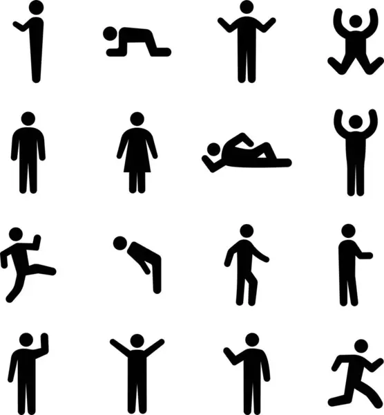 İnsanları resim ikonuna ayarla. Hareketli aktif yaşam tarzı siyah yassı vektör koleksiyonu olan insanlar şeffaf arkaplanda izole oldular. Erkek ya da kadın Temel Duruş Oturan İşaret Sembolü.