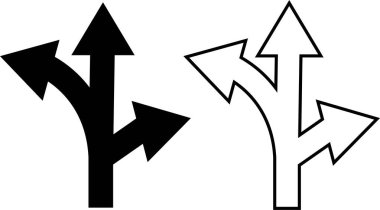 Siyah trafik ok simgesi koleksiyonu izole edilmiş şeffaf arkaplan. Düz veya çizgi vektörü. Bükülmüş ok, dönüş, zik zag, kavşak, direksiyon işareti, konum nokta kavşak çember .