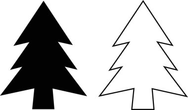 Ağaçlar düz çizgi simgeleri. Bitkiler, manzara tasarımı, köknar ağacı, sulu, mahremiyet çalı, çimenler, şeffaf arkaplanda izole edilmiş siyah vektör koleksiyonu. Ağaç siluetleri doğada var.