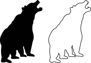 Şeffaf arkaplanda çeşitli ayı siluetleri izole edildi. Ayı hayvan koleksiyonu, çeşitli pozlar ve konum siyah düz veya çizgi vektörü hayvanat bahçesi, vahşi yaşam, grafik, web ve mobil uygulama.