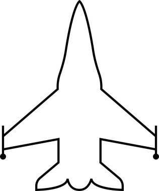 Uçak ikonu. Uçak siyah hat vektörü şeffaf arkaplanda izole edildi. Uçuş taşıma sembolü. Seyahat, uçuş işareti askeri jet uçakları, sivil turbofan havacılık uçakları..