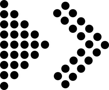 Noktalı ok simgesi seti. Gradyan nokta vektörü izole elementler. Oklar şeffaf arkaplanda yarım ton etkisi yapar. Siyah vektör kolleksiyonları yön göstericiler. Karalamalar ve karalamalar Oklar web logosu.