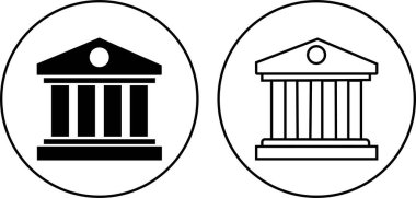 Siluet banka binası simgeleri şeffaf arkaplan dairesi ve çizgi vektör koleksiyonunda izole edildi. Banka Hükümeti Adliye Binası Mimarisi basit bir yer işareti. Bilgi grafikleri için Mobil ve Web.