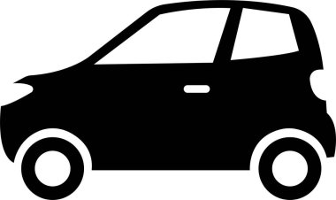 Araba ikonu. Araba tarzı vektör. Şeffaf arkaplanda izole edilmiş siyah bir daire. Web sitesi ve uygulama için ulaşım sembolü, trafik işareti, seyahat ögesi