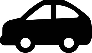 Araba ikonu. Araba tarzı vektör. Şeffaf arkaplanda izole edilmiş siyah bir daire. Web sitesi ve uygulama için ulaşım sembolü, trafik işareti, seyahat ögesi