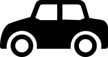 Araba ikonu. Araba tarzı vektör. Şeffaf arkaplanda izole edilmiş siyah bir daire. Web sitesi ve uygulama için ulaşım sembolü, trafik işareti, seyahat ögesi