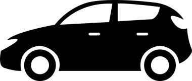 Araba ikonu. Araba tarzı vektör. Şeffaf arkaplanda izole edilmiş siyah bir daire. Web sitesi ve uygulama için ulaşım sembolü, trafik işareti, seyahat ögesi