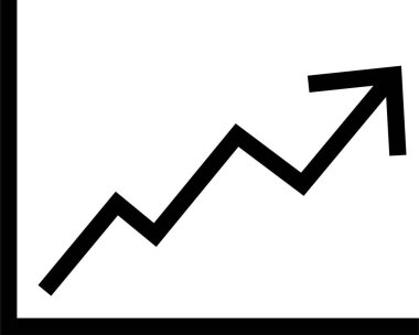 Büyüyen çubuk grafik simgesi. İş grafikleri ve grafikleri siyah çizgi vektörü şeffaf arkaplanda izole edildi. İstatistik ve analiz. İstatistik ve veri, grafikler, para, aşağı veya yukarı ok.