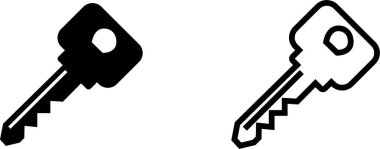 Anahtar simgesi ayarlandı. Anahtar siyah düz ve çizgi vektör koleksiyonu şeffaf arkaplanda izole edildi. Genel stilde anahtar sembol. Ev, oda, ofis, kapı, kilit, güvenlik, gizli, kapı için erişim konsepti