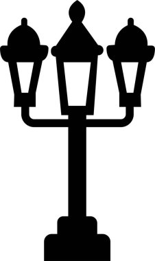 Sokak lambaları ve spot ışıkları sönük ikon. Eski ve modern sokak lambası. Siyah siluet şehir klasiği. Karanlık yolda parlıyor.