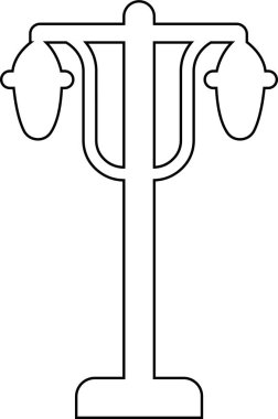 Sokak lambaları ve spot ışıkları çizgi ikonu. Eski ve modern sokak lambası. Siyah siluet şehir klasiği. Karanlık yolda parlıyor.