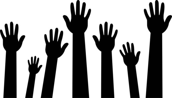 Raised Hand Gesture icons. No racism flat vector isolated on transparent background. Volunteers and charity work people ready and available to help and contribute Positive business service