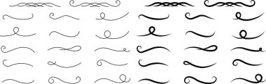El çizimi kıvrımlar ve süslü bukleler. Soyut kaligrafik vektör karalanmış bölen altı çizili test simgeleri şeffaf arkaplanda izole edildi. Çizim yazmak için kullan.