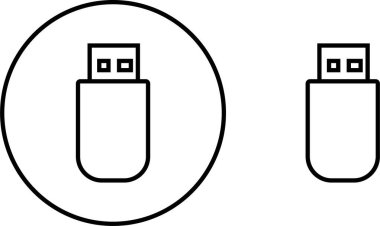 USB simge seti. Flaş disk flaş bellek düz ve çizgi siyah vektör koleksiyonu şeffaf arkaplanda izole. İnternet videosu. Konsol ortam depolama, Bilgisayar Teknolojisi, şarj aleti, veri aktarım işareti.