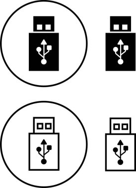 USB simge seti. Flaş disk flaş bellek düz ve çizgi siyah vektör koleksiyonu şeffaf arkaplanda izole. İnternet videosu. Konsol ortam depolama, Bilgisayar Teknolojisi, şarj aleti, veri aktarım işareti.