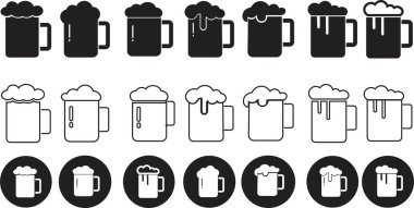 Şeffaf arka planda izole edilmiş köpüklü bira bardağı simgesi ifadesi. Barlar, bira fabrikaları ve bira meraklıları için ideal antika siyah daire ve çizgi vektör koleksiyonu cam sembol arıyor.