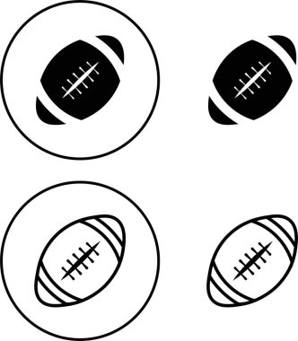 Rugby topu ikonu hazır. çizgi ve düz kabartma versiyonu, ana hat ve vektör işareti. Amerikan futbol topu çizgisel ve tam piktogram. Şeffaf arkaplanda sembol, logo biçimi koleksiyonu izole edildi.