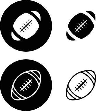 Rugby topu ikonu hazır. çizgi ve düz kabartma versiyonu, ana hat ve vektör işareti. Amerikan futbol topu çizgisel ve tam piktogram. Şeffaf arkaplanda sembol, logo biçimi koleksiyonu izole edildi.