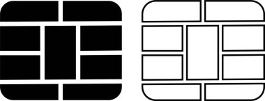EMV çip simgesi hazır. Hat, kabartma ve dolgulu taslak, cep telefonu mikroçipi banka kredi kartı veya banka kartı veya sim kartı için. Dijital NFC teknolojisi. Terminallerde ve ATM 'lerde bağlantısız ödeme.