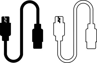 USB kablo port simgesi seti. USB tip C-A şimşek ve mikro usb cep telefonu şarj vektör koleksiyonu izole edildi. Fiş adaptör sembolü. Elektronik cihaz bağlantısı. Akıllı telefon şarj levhası