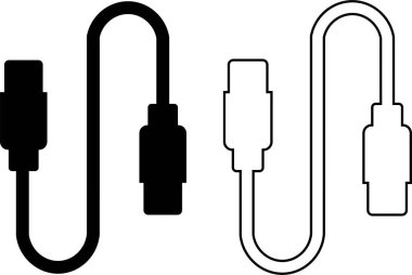 USB kablo port simgesi seti. USB tip C-A şimşek ve mikro usb cep telefonu şarj vektör koleksiyonu izole edildi. Fiş adaptör sembolü. Elektronik cihaz bağlantısı. Akıllı telefon şarj levhası