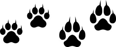 Köpek ya da kedi pençesi izi tasarımı düz ve çizgi simgesi seti. Siyah vektör koleksiyonu şeffaf arkaplanda izole edildi. Hayvanat bahçesi, veteriner logosu uygulamaları ve web siteleri için ayak izi sembolü.