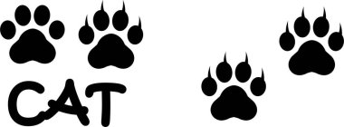 Kedi patisi tasarımı düz ve çizgi simgesi seti. Siyah vektör koleksiyonu şeffaf arkaplanda izole edildi. Hayvanat bahçesi, veteriner logosu uygulamaları ve web siteleri için ayak izi sembolü.