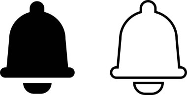 Bildirim çanı simgesi seti. Alarm sembolü. Gelen posta kutusu mesajı. Çanlar çalıyor. Alarm saati ve akıllı telefon uygulama alarmı. Sosyal ortam ögesi düz ve satır vektör koleksiyonu izole edilmiş