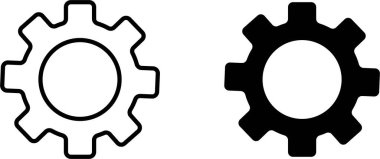 Vites ayarı simgesi ayarlandı. Çark tabelası. Dişli tekerlek sembolü. Vites ayarı vektör düzlüğü ve satır koleksiyonu şeffaf arkaplanda izole edildi.