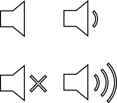 Megafon simgesi seti. Hoparlör işareti. Şeffaf arkaplanda bağrışma bildirisi var. Ses, ses ve müziği temsil eden yüksek sesli anons vektör koleksiyonu.