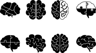 İnsan iç organı anatomisi beyin komplosu kuruldu. Beyin sağlığı işaretleri koleksiyonu düz ve çizgi vektörü şeffaf arka planda izole edilmiş. Bilim sembolü cilt katmanı doğrusal bağırsak piktogramı.