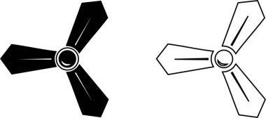 Elektrik fan simgeleri ayarlandı. Havalandırma ısıtma ve soğutma siyah fan çift renkli hat ve şeffaf arka planda izole düz vektör koleksiyonu. Rüzgar sembolü, soğuk sıcaklık tasarım kavramları.