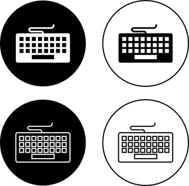 Gerçekçi bir tek renkli klavye seti. Siluet siyah bilgisayar klavyesi, klavye anahtarları, İngilizce düzen teknolojisi aracı düz ve satır vektör koleksiyonu şeffaf arkaplanda izole.
