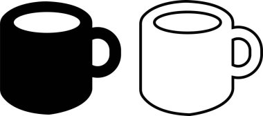 Kahve ve çay fincanı ve kar tanesi ikonu seti. Karalama tarzında bir fincan sıcak içecek. Kış siyah düz ve çizgi vektör koleksiyonu şeffaf arkaplanda izole edildi. Kafein tabelası buhar sembolü.