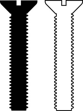 Fındık, vida, perçin ve cıvata tezgahı. Aletler paslanmaz, bağlayıcılar, metal fiksasyon dişli siyah hat ve şeffaf arkaplanda izole edilmiş düz vektör koleksiyonu. İnşa araçları yapı işareti