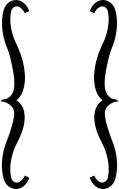 Parantez simgesi, düz stil, noktalama işaretleri, tipografi sembolü, matematik ve kodlama elementinin şeffaf arkaplanda izole edilmiş yuvarlak, kıvırcık ve kare parantez siyah vektörü.