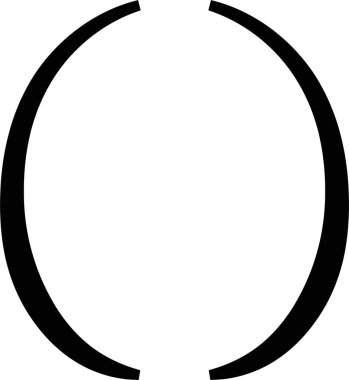 Parantez simgesi, düz stil, noktalama işaretleri, tipografi sembolü, matematik ve kodlama elementinin şeffaf arkaplanda izole edilmiş yuvarlak, kıvırcık ve kare parantez siyah vektörü.