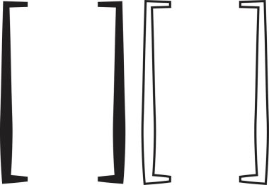 Parantez simgesi seti, düz çizgi biçimli yuvarlak, kıvırcık ve kare braket grubunun siyah vektör koleksiyonu, noktalama işaretleri, tipografi sembolleri, matematik ve kodlama ögesi paketi