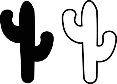 Kaktüs ikonu seti. Kaktüs siluet vektör koleksiyonu şeffaf arkaplanda izole edildi. Ev bitkisi düz ve hat elementi. Meksika çöl bitkisi resmi. Vahşi kaktüs doğrusal bahçe sembolü.